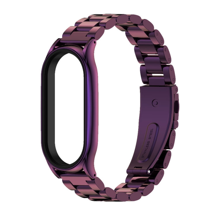 For Xiaomi Mi Band 7 / 7 NFC MIJOBS Three-Bead Metal Plus Stainless Steel Watch Band(Purple) - Watch Bands by MIJOBS | Online Shopping UK | buy2fix