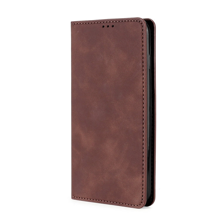 For Blackview A70 Skin Feel Magnetic Horizontal Flip Leather Phone Case(Dark Brown) - More Brand by buy2fix | Online Shopping UK | buy2fix