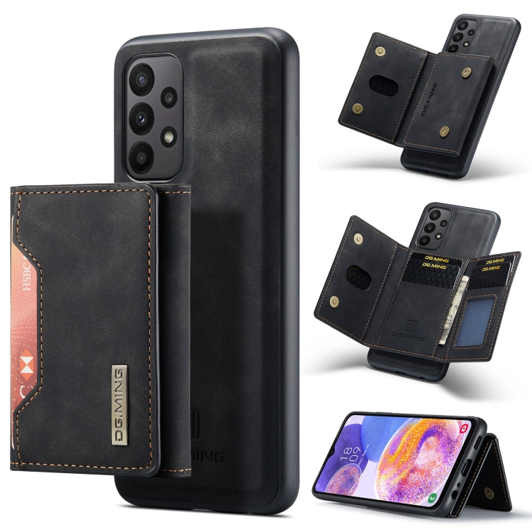 For Samsung Galaxy A23 5G DG.MING M2 Series 3-Fold Multi Card Bag Phone Case(Black) - Galaxy Phone Cases by DG.MING | Online Shopping UK | buy2fix