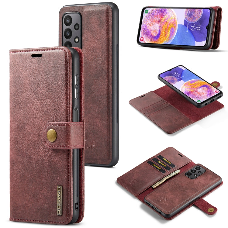 For Samsung Galaxy A23 5G DG.MING Crazy Horse Texture Detachable Magnetic Leather Phone Case(Red) - Galaxy Phone Cases by DG.MING | Online Shopping UK | buy2fix