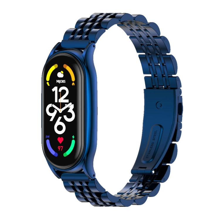 For Xiaomi Mi Band 7 / 7 NFC MIJOBS Plus Seven-bead Metal Stainless Steel Watch Band(Blue) - Watch Bands by MIJOBS | Online Shopping UK | buy2fix