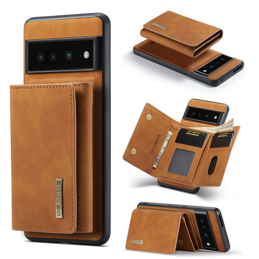 For Google Pixel 7 Pro 5G DG.MING M1 Series 3-Fold Multi Card Wallet + Magnetic Phone Case(Brown) - Google Cases by DG.MING | Online Shopping UK | buy2fix