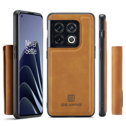 For OnePlus 10 Pro DG.MING M1 Series 3-Fold Multi Card Wallet + Magnetic Phone Case(Brown) - OnePlus Cases by DG.MING | Online Shopping UK | buy2fix