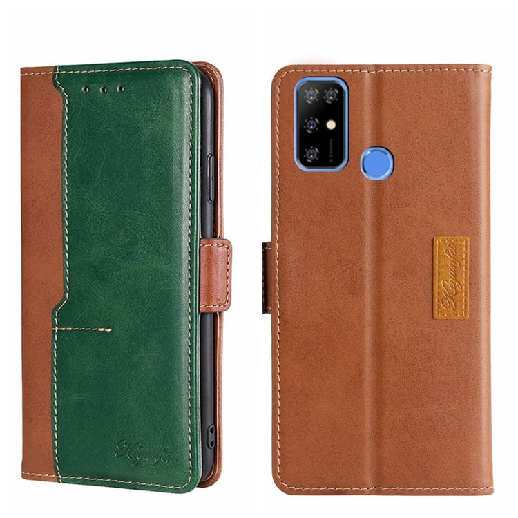 For Doogee X96 Pro Contrast Color Side Buckle Leather Phone Case(Light Brown + Green) - Doogee Cases by buy2fix | Online Shopping UK | buy2fix