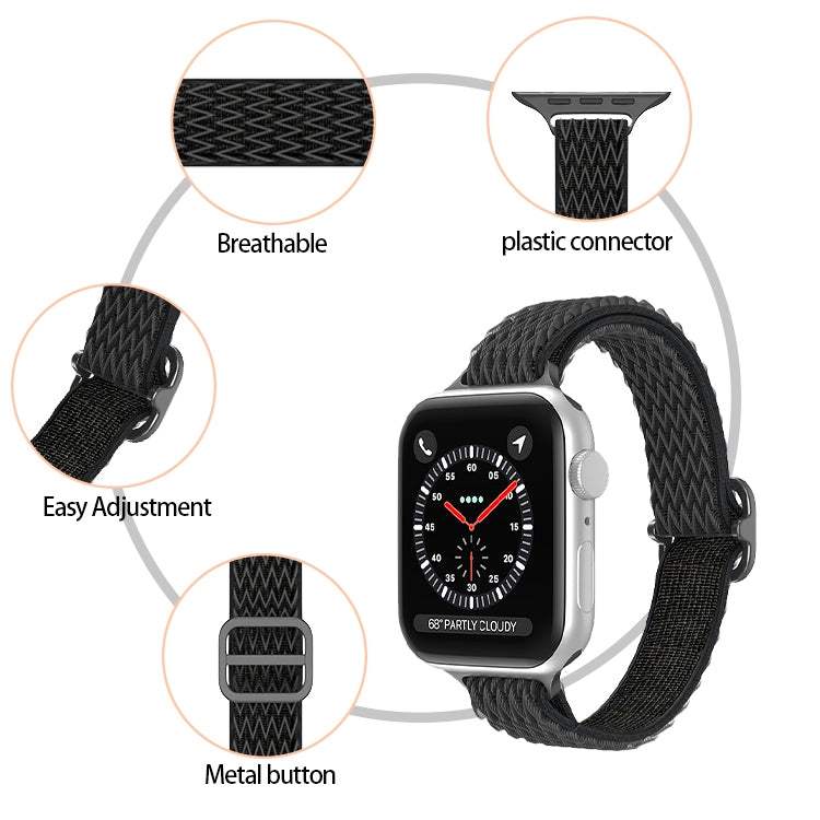 Wave Small Waist Nylon Watch Band For Apple Watch Ultra 49mm&Watch Ultra 2 49mm / Series 9&8&7 45mm / SE 3&SE 2&6&SE&5&4 44mm / 3&2&1 42mm(Green) - Watch Bands by buy2fix | Online Shopping UK | buy2fix