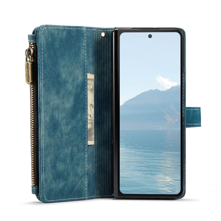 For Samsung Galaxy Z Fold6 5G CaseMe C30 Multifunctional Card Slots Zipper Phone Leather Phone Case(Blue) - Galaxy Z Fold6 5G Cases by CaseMe | Online Shopping UK | buy2fix