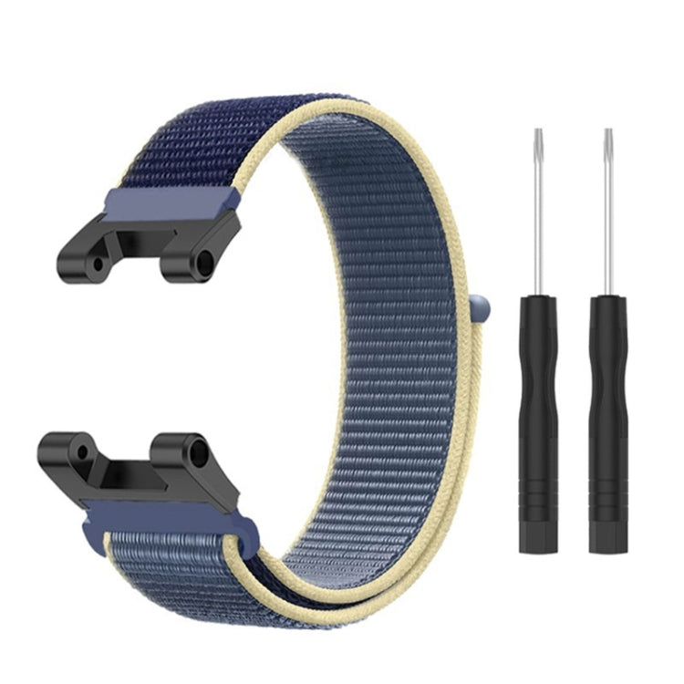 For Amazfit T-Rex / T-Rex Pro / Ares Nylon Loop Watch Band(Dark Blue Beige) - Watch Bands by buy2fix | Online Shopping UK | buy2fix