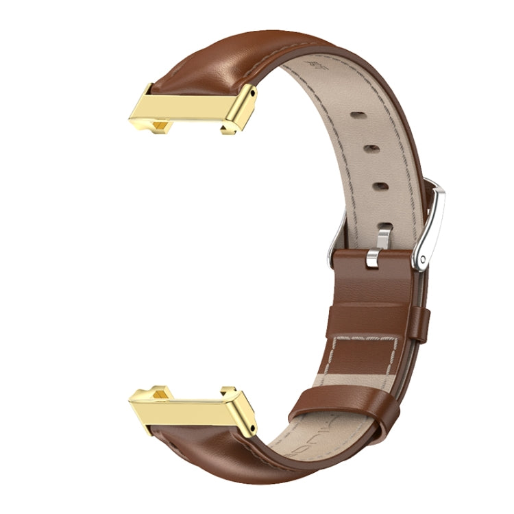 For Xiaomi Mi Band 7 Pro Mijobs Genuine Leather Top Layer Cowhide Watch Band(Brown Gold) - Watch Bands by MIJOBS | Online Shopping UK | buy2fix