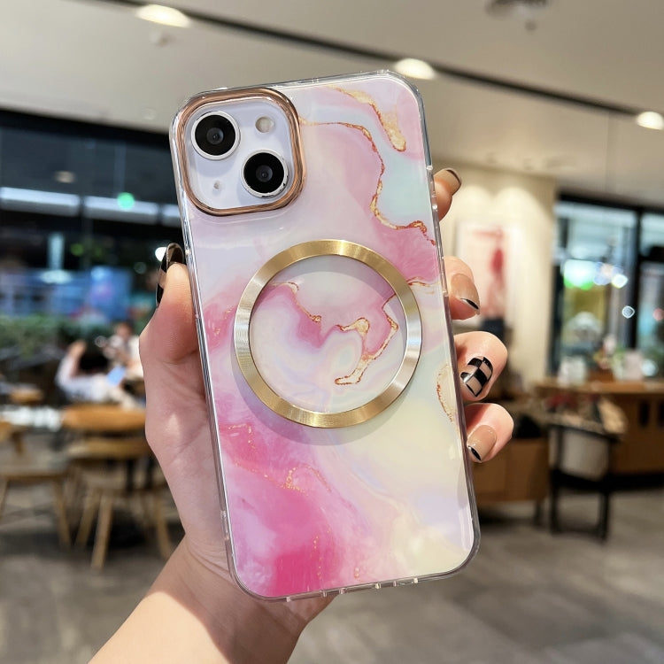 For iPhone 12 Pro Gilt Marble Magsafe Phone Case(Pink) - iPhone 12 / 12 Pro Cases by buy2fix | Online Shopping UK | buy2fix