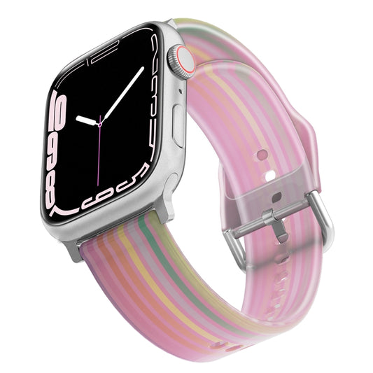 Frosted Translucent Silicone Watch Band For Apple Watch Ultra 49mm&Watch Ultra 2 49mm / Series 9&8&7 45mm / SE 3&SE 2&6&SE&5&4 44mm / 3&2&1 42mm(Pink Rainbow) - Watch Bands by buy2fix | Online Shopping UK | buy2fix