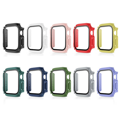 Screen Tempered Glass Film Armor Waterproof Watch Case For Apple Watch Series 8&7 45mm(Midnight Blue) - Watch Cases by buy2fix | Online Shopping UK | buy2fix