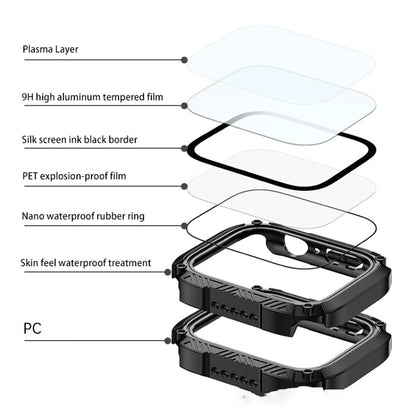 Screen Tempered Glass Film Armor Waterproof Watch Case For Apple Watch Series 8&7 45mm(Grey) - Watch Cases by buy2fix | Online Shopping UK | buy2fix