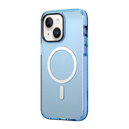 For iPhone 14 ROCK Double-layer Armor Shield MagSafe Magnetic Phone Case (Blue) - iPhone 14 Cases by ROCK | Online Shopping UK | buy2fix