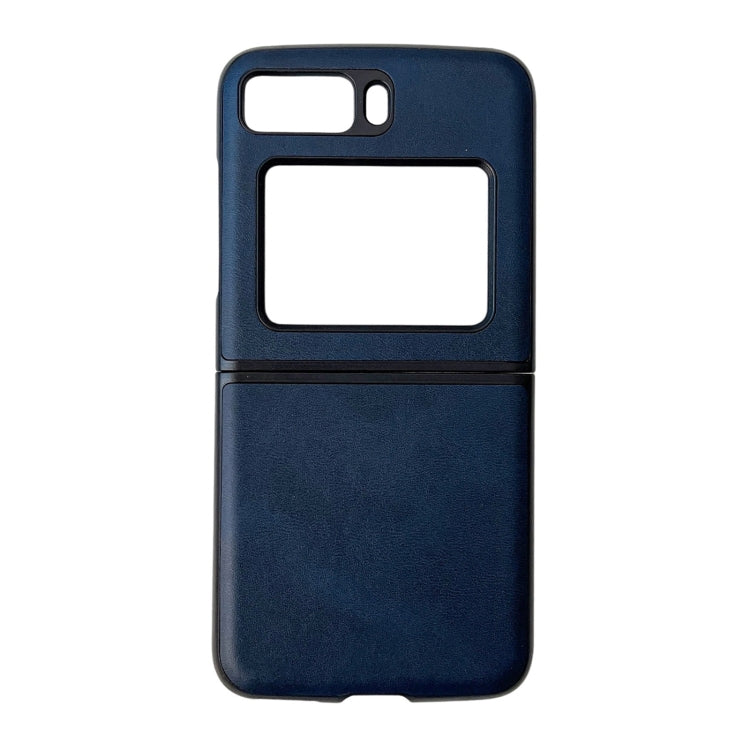 For Motorola Moto Razr 2022 Two-color Cowhide Texture Top-grain Leather Phone Case(Blue) - Motorola Cases by buy2fix | Online Shopping UK | buy2fix