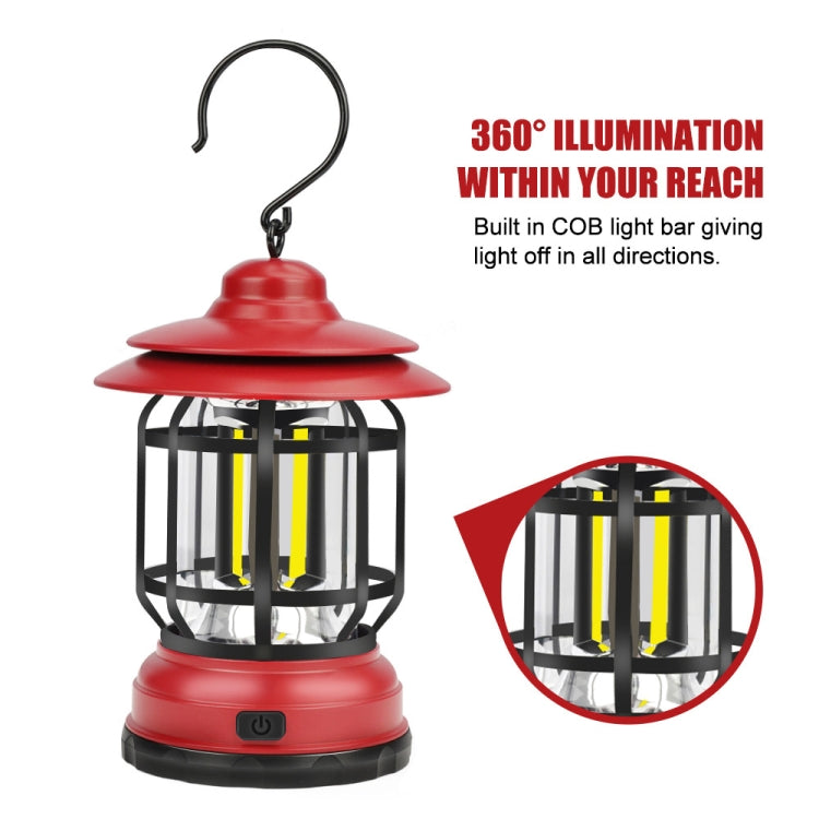 Portable Retro Hanging Lamp Lantern Camping Tent Light, Type:USB Charging(Red) - Camping Lighting by buy2fix | Online Shopping UK | buy2fix