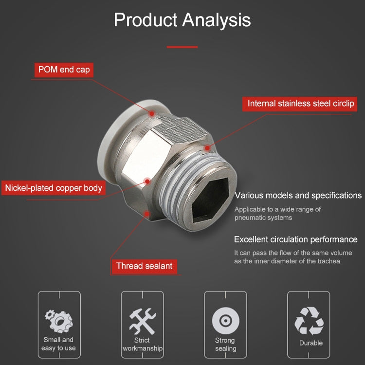 PC12-04 LAIZE PC Straight Pneumatic Quick Fitting Connector - Interface Series by LAIZE | Online Shopping UK | buy2fix