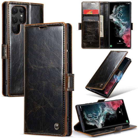 For Samsung Galaxy S22 Ultra 5G CaseMe 003 Crazy Horse Texture Leather Phone Case(Coffee) - Galaxy S22 Ultra 5G Cases by CaseMe | Online Shopping UK | buy2fix