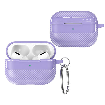 For AirPods Pro Carbon Fiber Texture Anti-fall Earphone Protective Case(Purple) - For AirPods Pro by buy2fix | Online Shopping UK | buy2fix