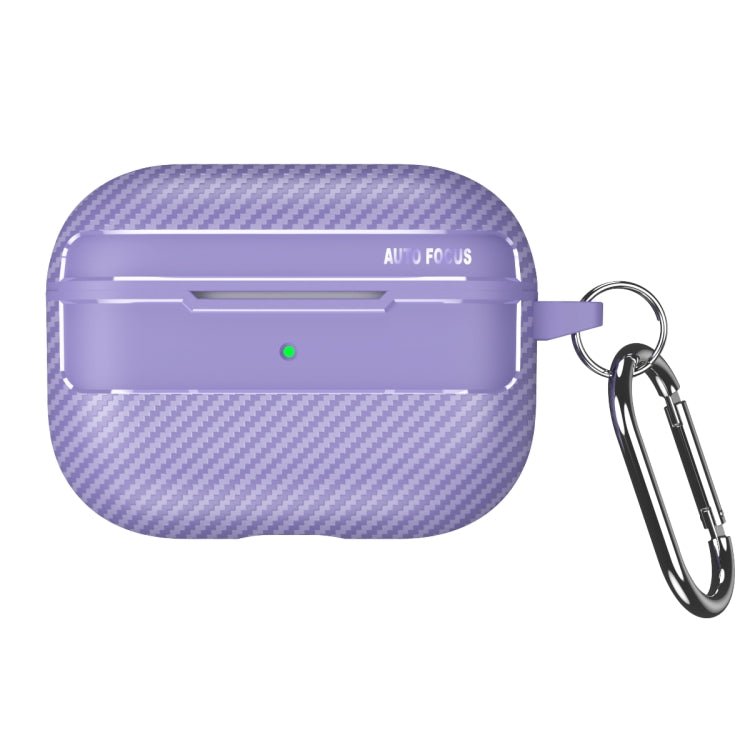 For AirPods Pro Carbon Fiber Texture Anti-fall Earphone Protective Case(Purple) - For AirPods Pro by buy2fix | Online Shopping UK | buy2fix