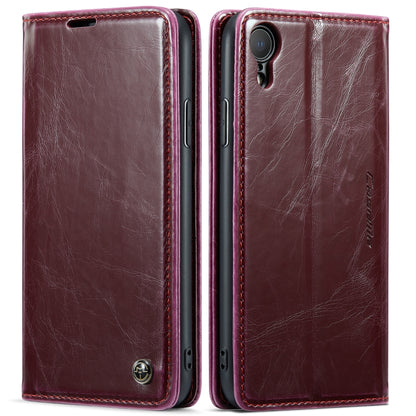 For iPhone XR CaseMe 003 Crazy Horse Texture Leather Phone Case(Wine Red) - More iPhone Cases by CaseMe | Online Shopping UK | buy2fix