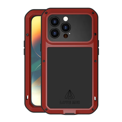 For iPhone 14 Pro Max LOVE MEI Metal Shockproof Life Waterproof Dustproof Phone Case(Red) - iPhone 14 Pro Max Cases by LOVE MEI | Online Shopping UK | buy2fix