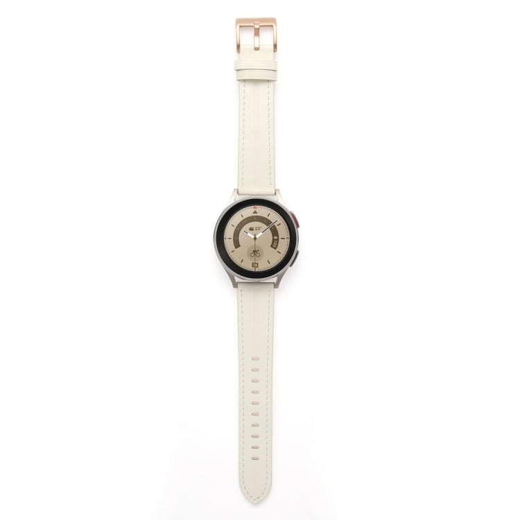 20mm Unusual Fluted Leather Watch Band(Off White) - 20mm Bands by buy2fix | Online Shopping UK | buy2fix