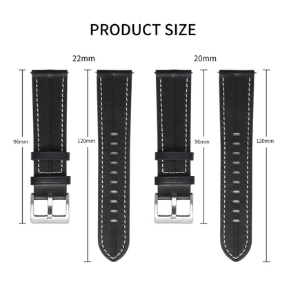 20mm Unusual Fluted Leather Watch Band(Blue) - 20mm Bands by buy2fix | Online Shopping UK | buy2fix