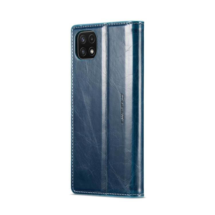 For Samsung Galaxy A22 5G / F42 5G CaseMe 003 Crazy Horse Texture Leather Phone Case(Blue) - Galaxy Phone Cases by CaseMe | Online Shopping UK | buy2fix