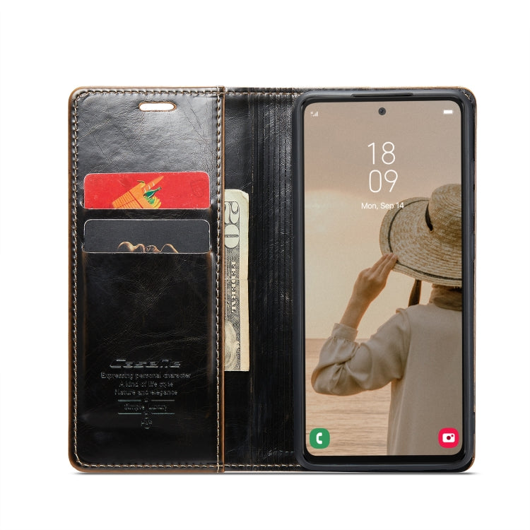 For Samsung Galaxy A53 CaseMe 003 Crazy Horse Texture Leather Phone Case(Coffee) - Galaxy Phone Cases by CaseMe | Online Shopping UK | buy2fix