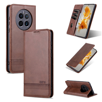 For Huawei Mate 50 / Mate 50E AZNS Magnetic Calf Texture Flip Leather Phone Case(Dark Brown) - Huawei Cases by AZNS | Online Shopping UK | buy2fix