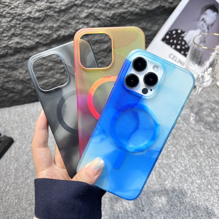 For iPhone 12 MagSafe Magnetic Watercolor TPU Phone Case(Black) - iPhone 12 / 12 Pro Cases by buy2fix | Online Shopping UK | buy2fix