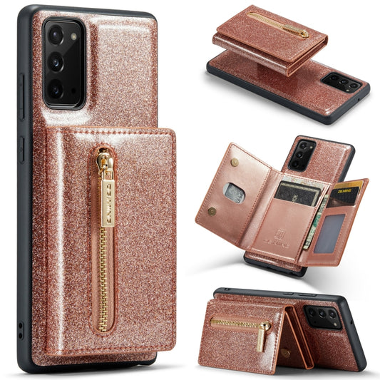 For Samsung Galaxy Note20 DG.MING M3 Series Glitter Powder Card Bag Leather Case(Rose Gold) - Galaxy Note20 Cases by DG.MING | Online Shopping UK | buy2fix