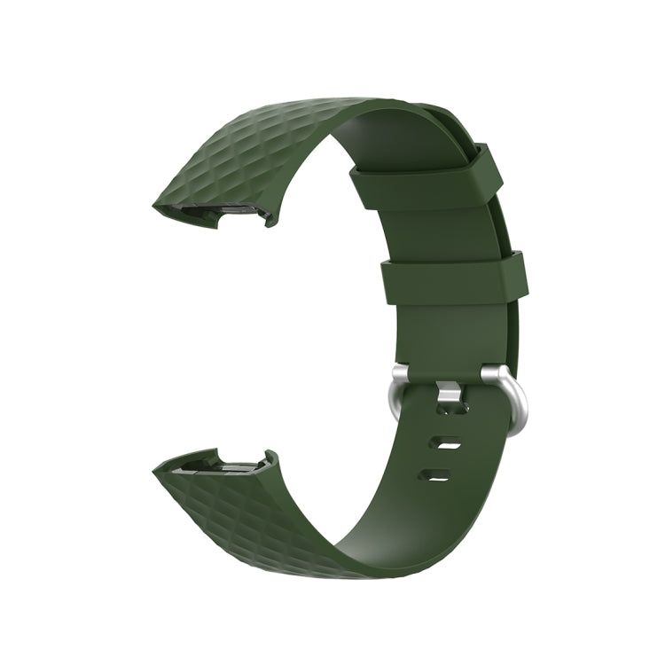 18mm Silver Color Buckle TPU Wrist Strap Watch Band for Fitbit Charge 4 / Charge 3 / Charge 3 SE, Size: L(Olive Green) - Watch Bands by buy2fix | Online Shopping UK | buy2fix