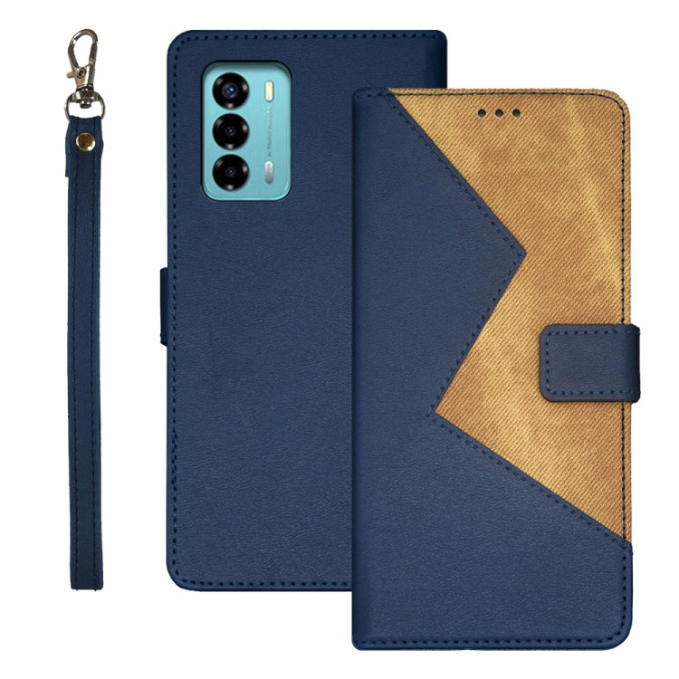 For ZTE Blade A72 4G idewei Two-color Splicing Leather Phone Case(Blue) - ZTE Cases by idewei | Online Shopping UK | buy2fix