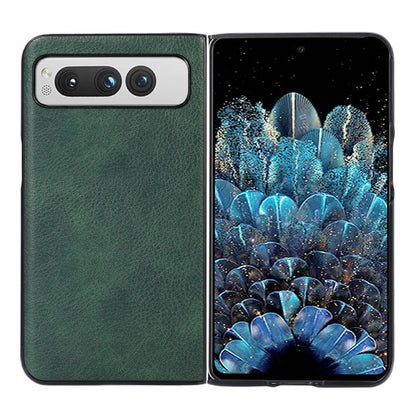 For Google Pixel Fold Two-color Litchi Texture PU Phone Case(Green) - Google Cases by buy2fix | Online Shopping UK | buy2fix