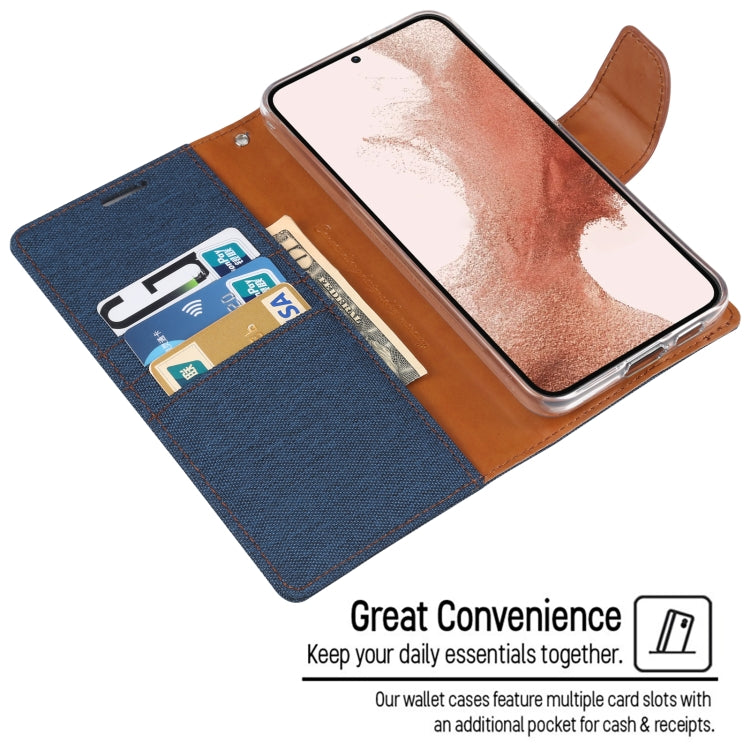 For Samsung Galaxy S23+ 5G GOOSPERY CANVAS DIARY Fabric Texture Flip Leather Phone Case(Navy Blue) - Galaxy S23+ 5G Cases by GOOSPERY | Online Shopping UK | buy2fix