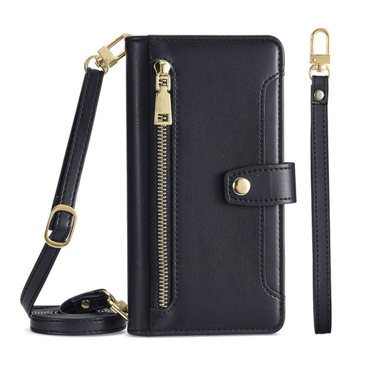 For Ulefone Note 12P Sheep Texture Cross-body Zipper Wallet Leather Phone Case(Black) - Ulefone Cases by buy2fix | Online Shopping UK | buy2fix