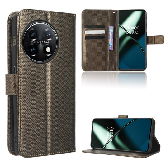 For OnePlus 11 5G Diamond Texture Leather Phone Case(Brown) - OnePlus Cases by buy2fix | Online Shopping UK | buy2fix