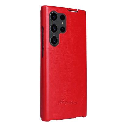 For Samsung Galaxy S23 Ultra 5G Fierre Shann 64 Texture Vertical Flip PU Leather Phone Case(Red) - Galaxy S23 Ultra 5G Cases by FIERRE SHANN | Online Shopping UK | buy2fix