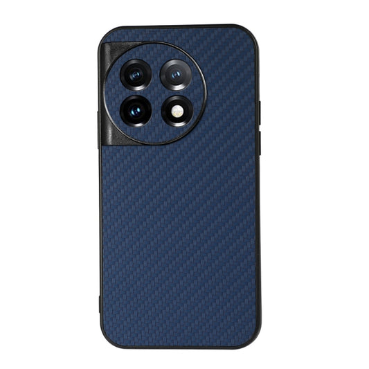 For OnePlus 11 5G Accurate Hole Carbon Fiber Texture PU Phone Case(Blue) - OnePlus Cases by buy2fix | Online Shopping UK | buy2fix