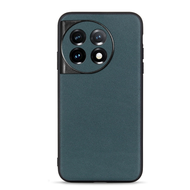 For OnePlus 11 5G Lambskin Texture Genuine Leather Phone Case(Green) - OnePlus Cases by buy2fix | Online Shopping UK | buy2fix