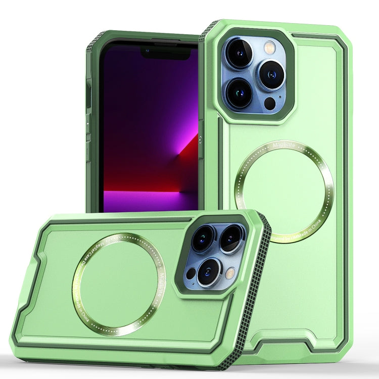 For iPhone 13 Pro Max Armour Two-color MagSafe Magnetic TPU + PC Phone Case(Green) - iPhone 13 Pro Max Cases by buy2fix | Online Shopping UK | buy2fix