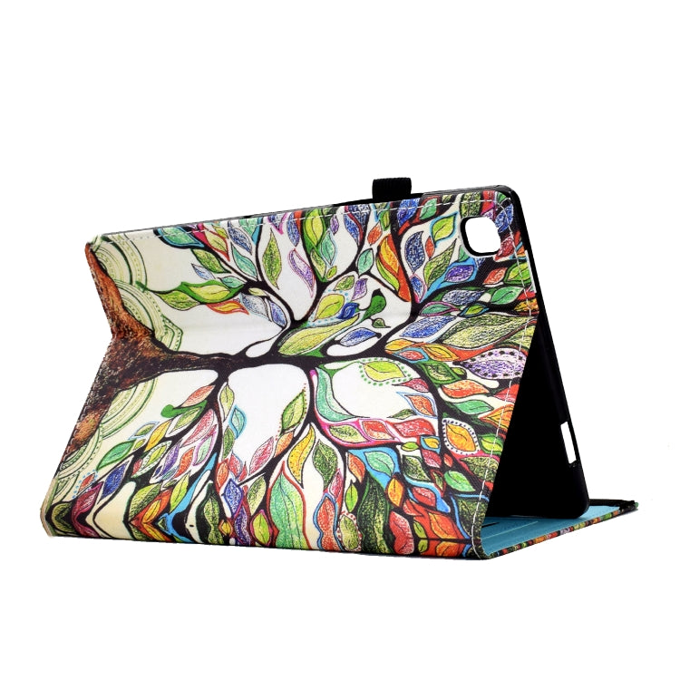 For Samsung Galaxy Tab S6 Lite P610 Colored Drawing Stitching Elastic Band Leather Smart Tablet Case(Life Tree) - Tab S6 Lite P610 / P615 by buy2fix | Online Shopping UK | buy2fix