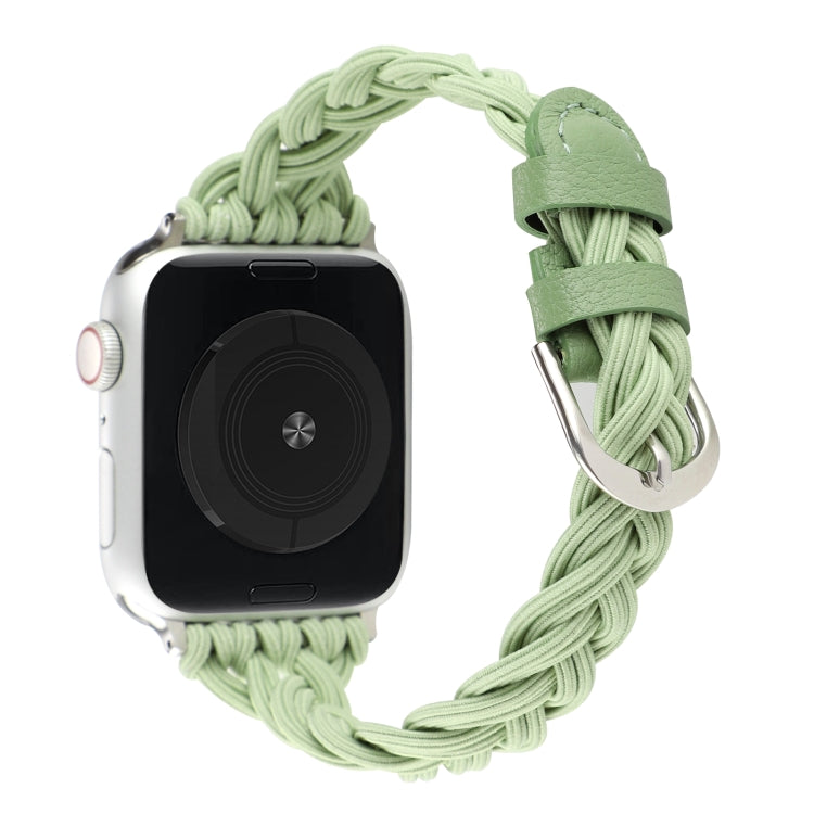 Single Elastic Nylon Braid Watch Band For Apple Watch Ultra 49mm&Watch Ultra 2 49mm / Series 9&8&7 45mm / SE 3&SE 2&6&SE&5&4 44mm / 3&2&1 42mm(Green) - Watch Bands by buy2fix | Online Shopping UK | buy2fix