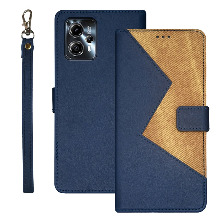 For Motorola Moto G23/G13 idewei Two-color Splicing Leather Phone Case(Blue) - Motorola Cases by idewei | Online Shopping UK | buy2fix