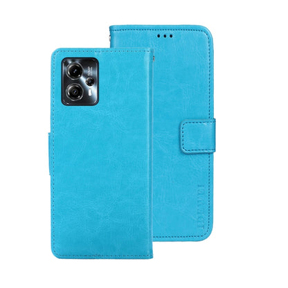 For Motorola Moto G23/G13 idewei Crazy Horse Texture Leather Phone Case with Holder(Sky Blue) - Motorola Cases by idewei | Online Shopping UK | buy2fix