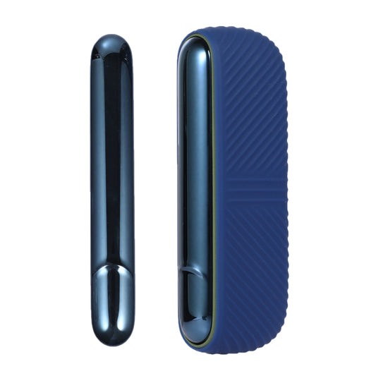 For IQOS ILUMA Silicone Electronic Cigarette Case Charging Compartment With Side Cover(Navy Blue) - E Cigarette Accessories by buy2fix | Online Shopping UK | buy2fix