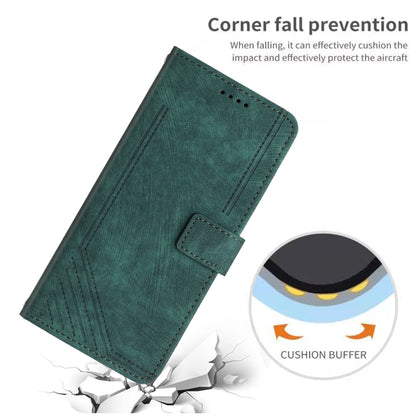 For OnePlus 11 Skin Feel Stripe Pattern Leather Phone Case with Lanyard(Green) - OnePlus Cases by buy2fix | Online Shopping UK | buy2fix