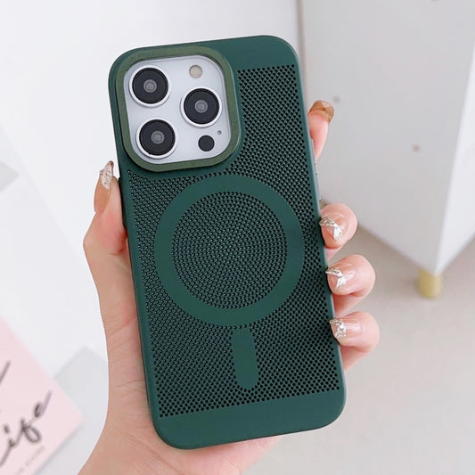 For iPhone 14 Grid Cooling MagSafe Magnetic Phone Case(Alpine Green) - iPhone 14 Cases by buy2fix | Online Shopping UK | buy2fix