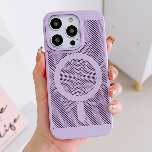 For iPhone 14 Grid Cooling MagSafe Magnetic Phone Case(Lilac) - iPhone 14 Cases by buy2fix | Online Shopping UK | buy2fix